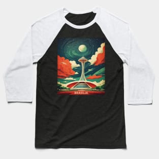 Brasilia Starry Night Brazil Vintage Tourism Travel Poster Baseball T-Shirt